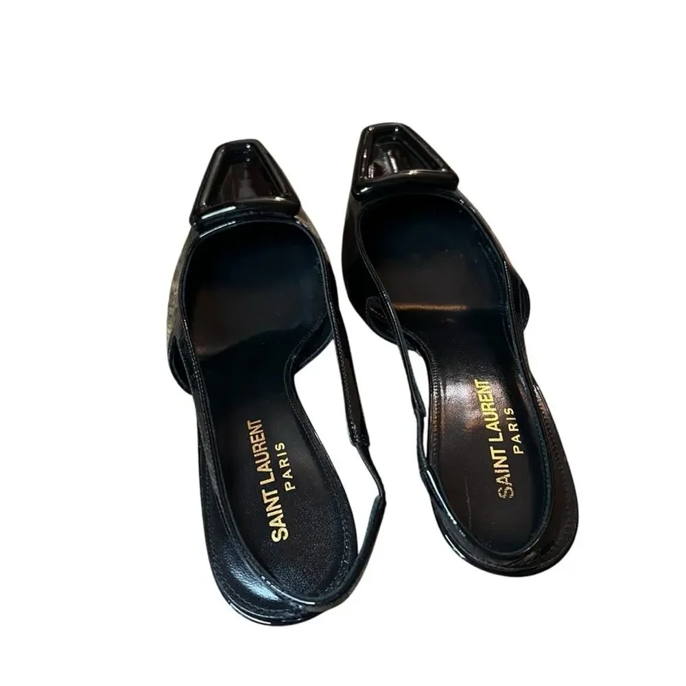 Saint Laurent Tom Slingback Pump 60 Black Patent Leather  NEW EU 36.5 US 6.5 - Picture 8 of 16